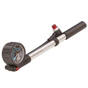 Prophete Dämpferpumpe mit Manometer, 20 bar, für Fahrradreifen und Federgabeln.