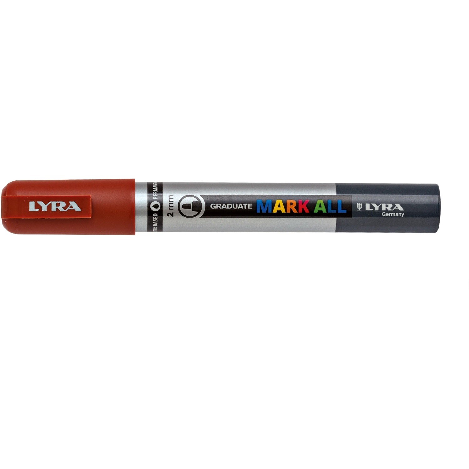 LYRA Mark All Marker, braun, für alle Oberflächen. Permanentstift mit Rundspitze (2mm).