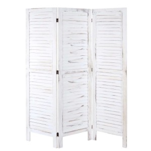 Weißer MCW Paravent G30, 3-teilig, 170x120cm, im Fensterladen-Design. Raumteiler für Wohnaccessoires.