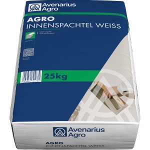 Sack Agro Innenspachtel Weiß 25kg, Putz zum Füllen von Rissen und Glätten von Wänden im Innenbereich.