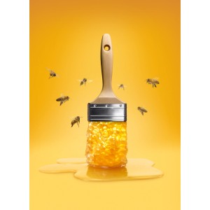 Pinsel mit Honigwaben als Borsten, Schöner Wohnen Trendfarbe Honey matt.
