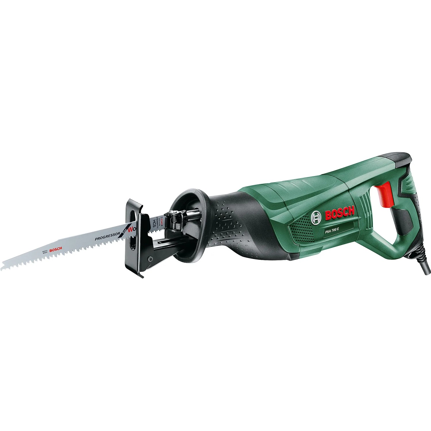 Bosch Säbelsäge PSA 700 E, 710 W, grün, mit Sägeblatt für Holz und Metall.
