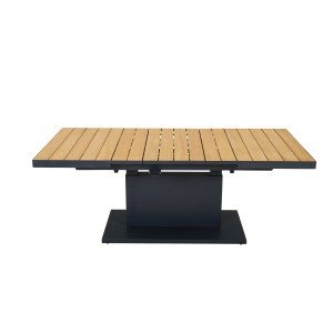 Siena Garden Lifttisch Talina ausziehbar, Teakholz, mit anthrazitfarbenem Gestell.