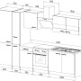 Skizze der Respekta Economy Küchenzeile KB300WWBSCGKE178, 300 cm, Weiß/Beton Optik, mit Elektrogeräten und Spüle.