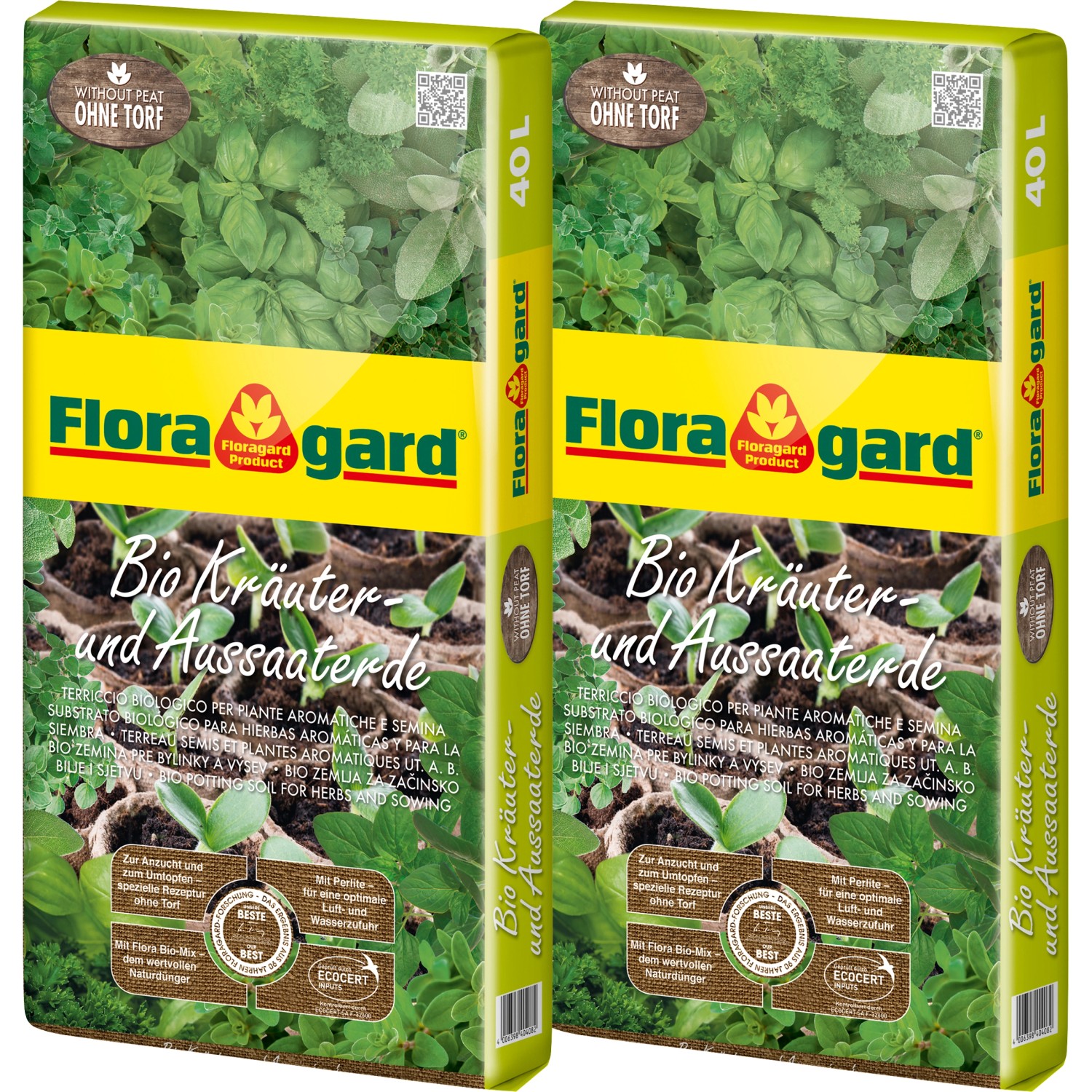 Floragard Bio Kräuter und Aussaaterde ohne Torf 2 x 40 l kaufen bei OBI