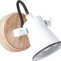 Weiße Brilliant Wandlampe Seed mit Holzdetails, GU10 Fassung, schwenkbarer Spot.