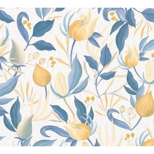 AS Creation Vliestapete Knospen 10,05 x 0,53 m Gelb-Blau FSC®