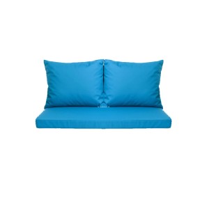 Blaues Setgarden Bankkissen-Set für 2-Sitzer Gartenbank, bestehend aus Sitz- und Rückenkissen.
