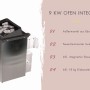 Detailaufnahme: Integrierter 9 kW Saunaofen der Karibu Sauna Anina 2 mit Diabassteinen.