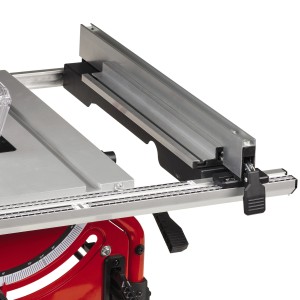 Detailansicht der Einhell TE-TS 254 T Tischkreissäge mit Parallelanschlag und Aluminiumtisch.