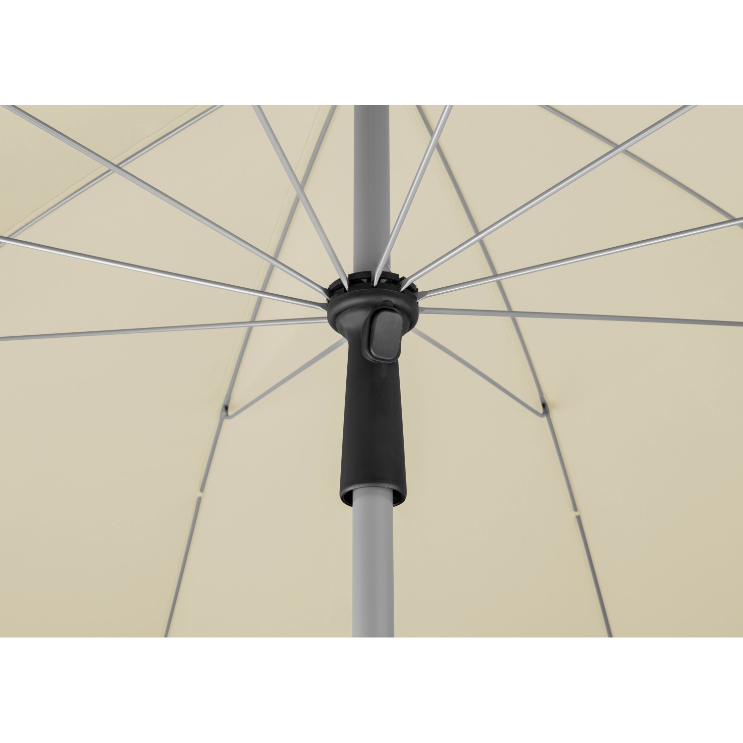 Detailaufnahme: Schneider Marktschirm, Ø 220 cm, Natur, mit Push-Up Mechanik.