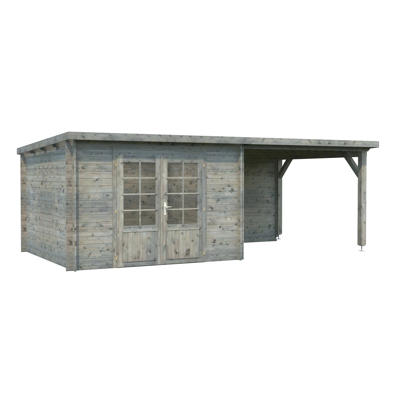 Palmako Ella Holz-Gartenhaus Grau Flachdach Tauchgrundiert 592 cm x 300 cm_2