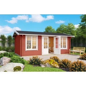 Lasita Maja Gartenhaus Pembrokeshire 53 in Schwedenrot, Holz-Gartenhaus mit Doppeltür und Fenster.