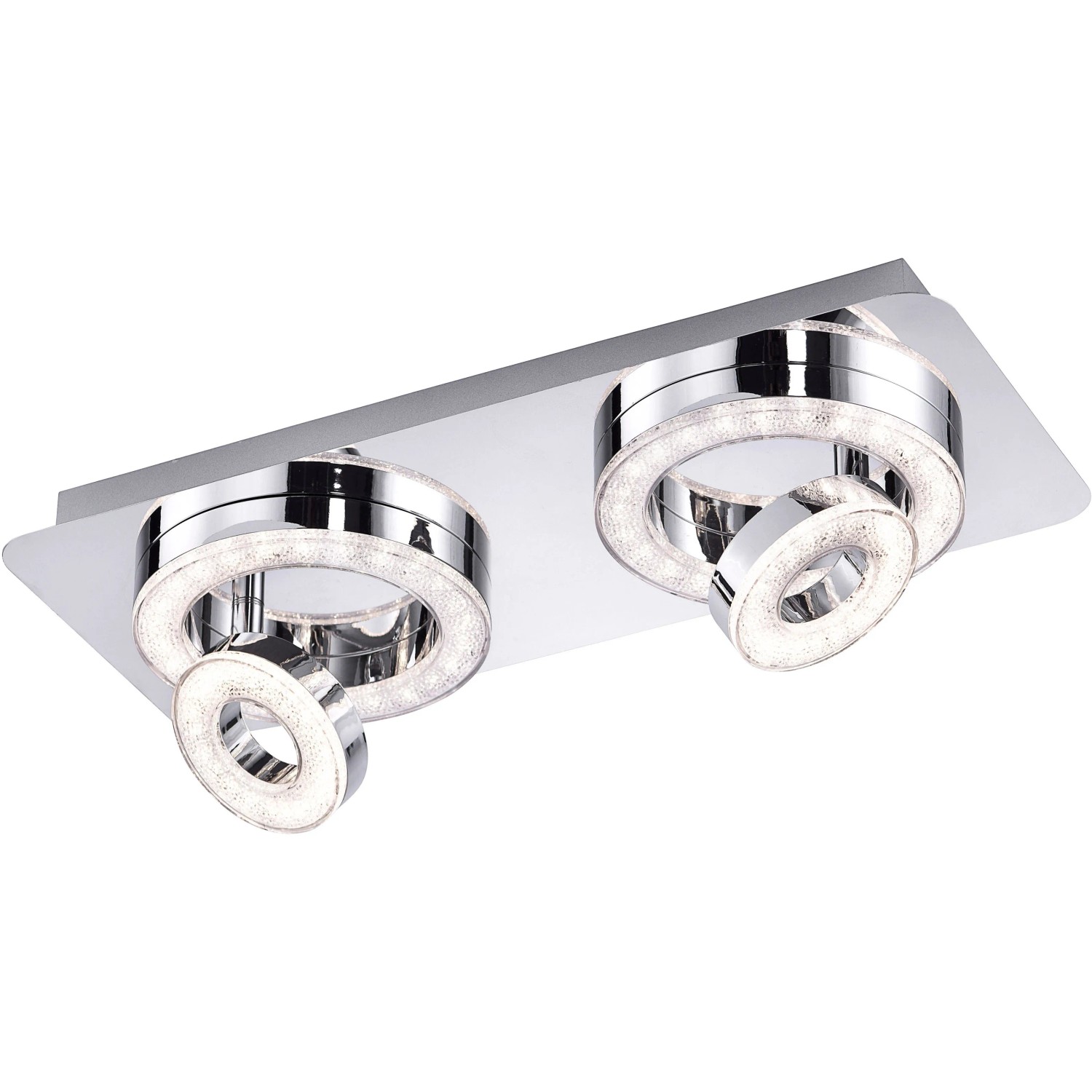 Moderne LED-Deckenleuchte Tim Chrom mit Kristalloptik, dreh- und schwenkbar. Ideal als Wohnraumbeleuchtung.