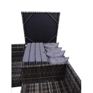 Garden Pleasure Lounge-Eckgruppe Ramira, 4-teilig, schwarz-grau mit Auflagen und Kissen.