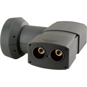 Schwaiger Sun Protect Twin LNB in Anthrazit für SAT Anlagen mit hitzebeständiger Kappe.