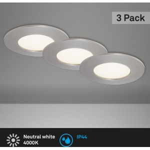 Briloner LED Einbauleuchten Flat In 3er-Set Neutralweiß 8,5 x 2,7 cm Matt-Nickel