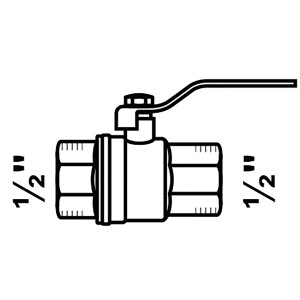 Kirchhoff Kugelhahn aus Pressmessing, 18,7 mm (1/2 IG), vernickelt, mit Griff.