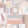 Marburg Fototapete mit grafischem Muster in Beige und Rosa.
