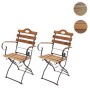 2er Set Biergartenstühle J40 in Naturfarben. Klappbare Gartenstühle mit Armlehnen.