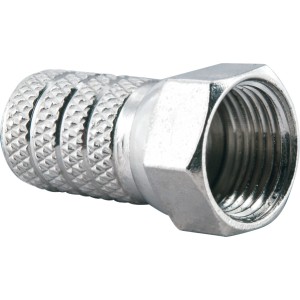 Silberner Schwaiger F-Stecker (4,0 mm) für Koaxialkabel, 2er Set.