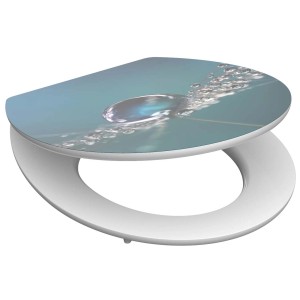 Schütte WC-Sitz Water Drop mit Absenkautomatik, Holzkern, Wassertropfen-Motiv.
