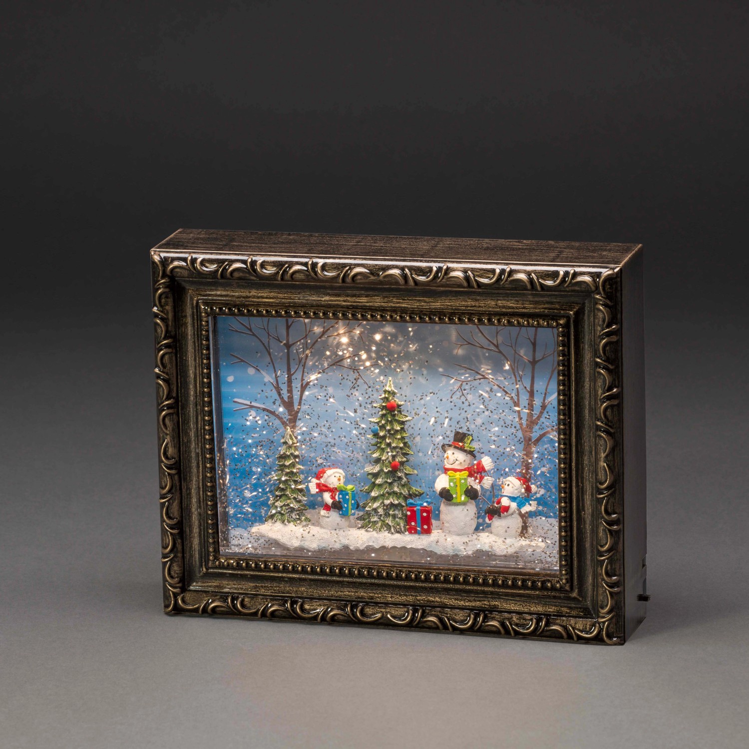 Konstsmide LED-Bilderrahmen mit Schneemännern, warmweiße LEDs, weihnachtliche Dekoration.