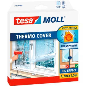 Verpackung der Tesamoll Thermo Cover Fensterfolie 1,7x1,5m. Isolierfolie zur Fensterabdichtung.