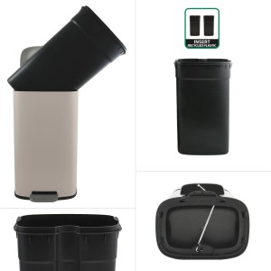 Spirella Kosmetikeimer Akira 50L Taupe: Stahl-Treteimer mit Inneneimer und Slow-Close-Deckel.