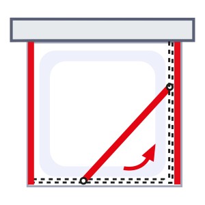 Skizze der Schulte ExpressPlus Komplettduschkabine Juist II 800x800 mm mit Schiebetür.