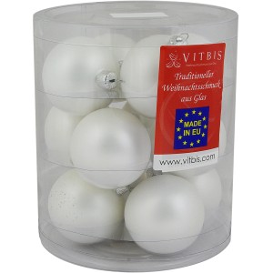 Vitbis Weihnachtskugeln Glas ø 6 cm 12 Stück Weiß