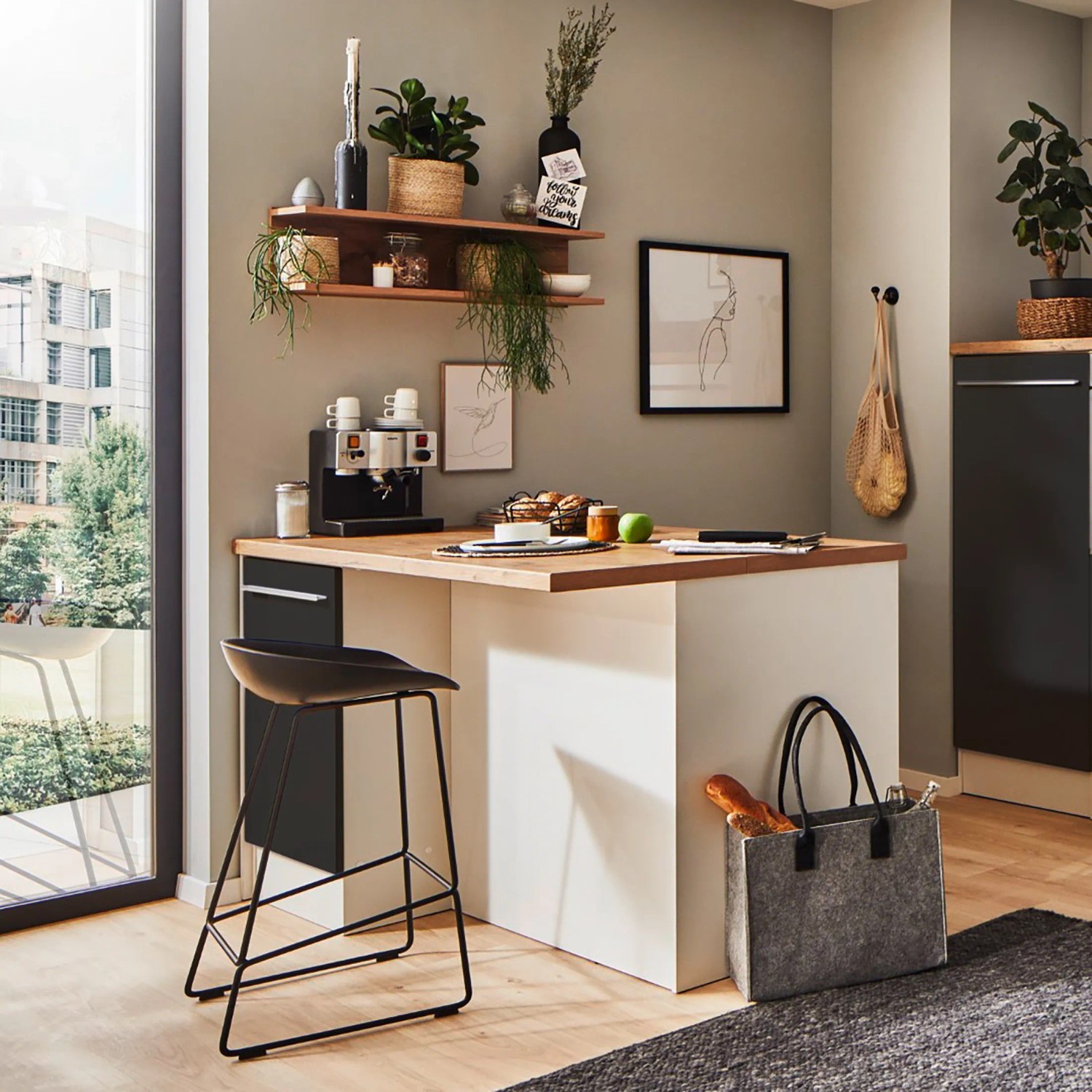 Respekta Kücheninsel Gabriel, 150 cm, grau hochglanz, ohne E-Geräte. Moderne Kücheninsel mit viel Stauraum.