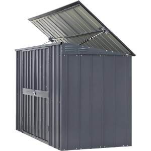 Globel Tonnen-Depot Easy 73 in Anthrazit für 3 Mülltonnen, mit geöffnetem Deckel.