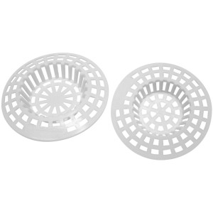 Fackelmann Abflusssieb, 2er Set, weiß, Kunststoff, 6 und 7 cm Durchmesser.