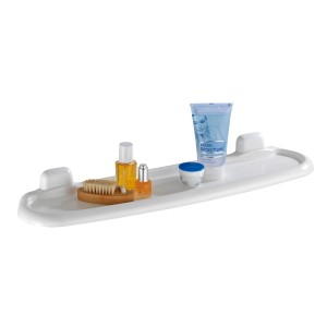 Wenko Wandablage Pure, weiße Kunststoffablage für Badutensilien, zur Befestigung zwischen Waschbecken und Spiegel.