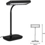Schwarze Brilo LED-Tischleuchte Daylight für Schreibtisch, 7,5W, mit Maßen.