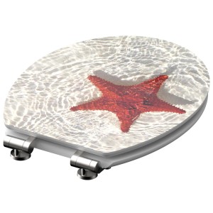 Schütte WC-Sitz Red Starfish mit Absenkautomatik, Holzkern, Motiv Seestern.