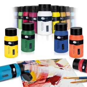Artina Crylic Acrylfarben Set, 24 Farben à 500ml. Künstlerfarben für Hobby und Profis.