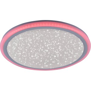 Weiße LED-Deckenleuchte Luisa mit Sternenhimmel-Effekt und RGB-Leuchtring, Ø 40 cm.