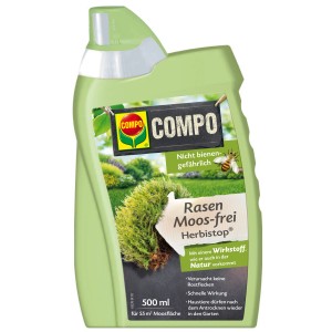 Compo Bio Rasen Moosfrei Herbistop 500ml Flasche. Rasenherbizid gegen Moos und Algen im Garten.