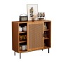 okwish Sideboard mit 2 Schiebetüren Ablage Wohnzimmer 100x90x37cm Braun_9