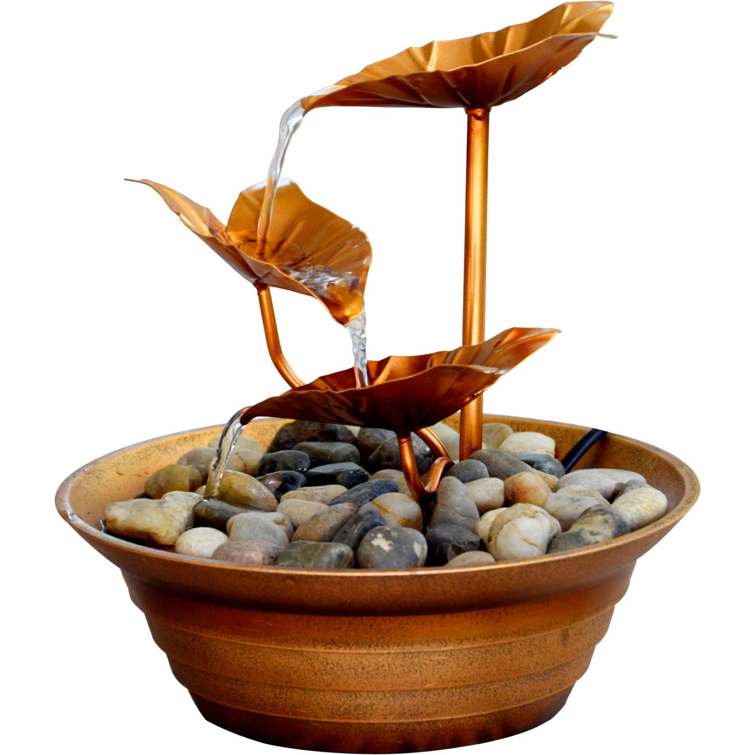 Dobar Design Zimmerbrunnen aus Metall/Kunststoff mit Deko-Steinen in Braun.