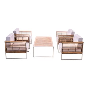 Jet-Line Lounge Set Artemis II Creme 5 Teilig Gartenmöbel mit Kissen Wetterfest