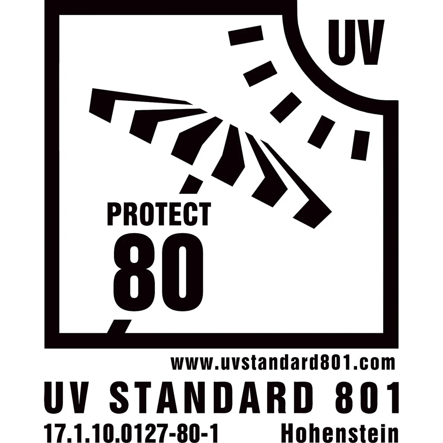 UV Standard 801 Logo für Schneider Balkonschirm Aquila mit UV Schutz 80.