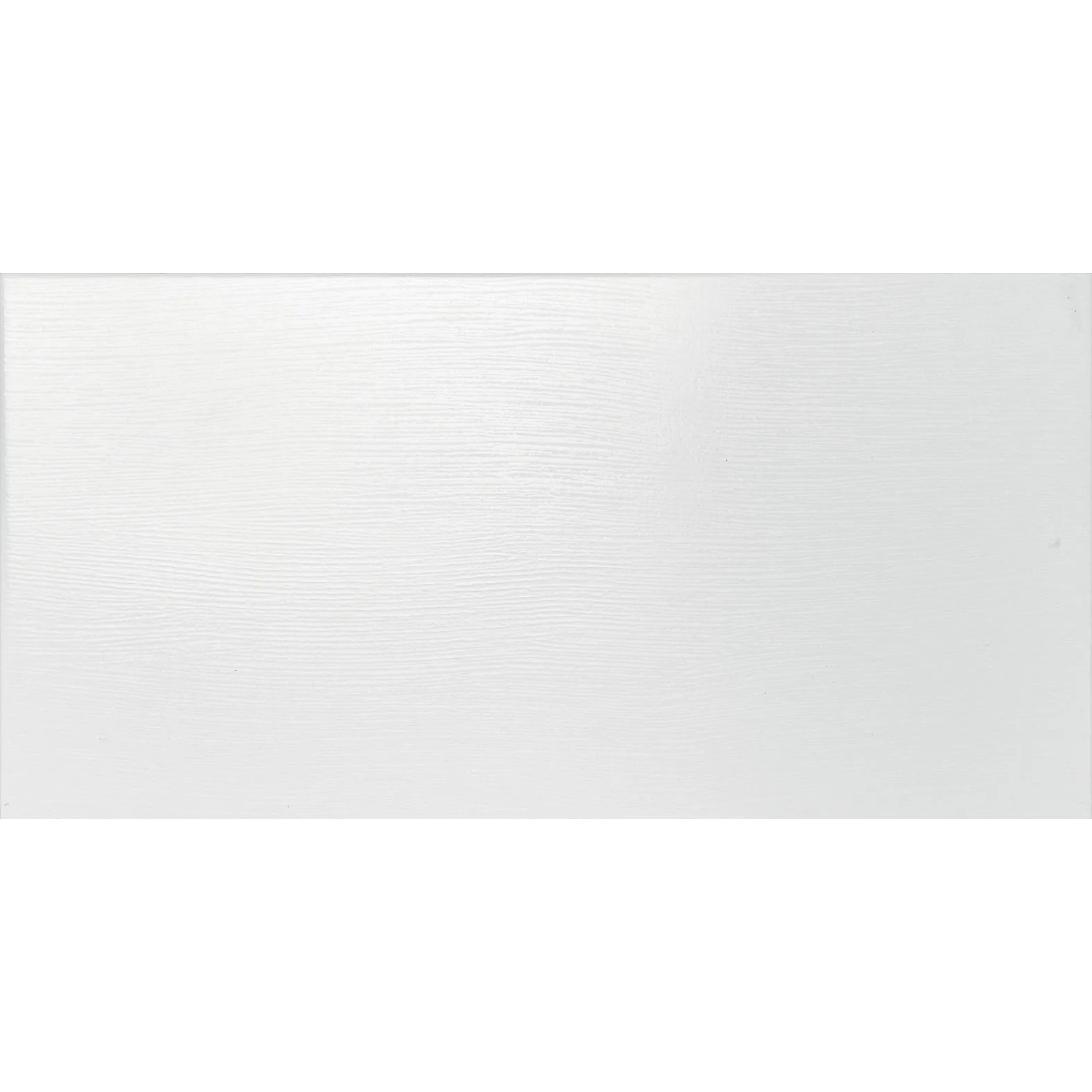 Weiße Wandfliese Desiree Blanco, 25x50 cm, mit leichter Holzstruktur für Bad und Küche.