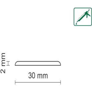 Profil der silbernen FN Neuhofer Abdeckleiste KU030 aus PVC, 2x30x2400 mm.