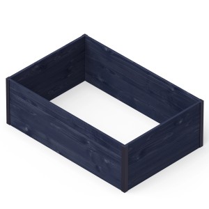 Schwarzes Hochbeet aus Nadelholz mit Palettenrahmen, 120x80 cm, für den Garten.