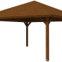 Holz-Pavillon Cannes 4 von Skan Holz, nussbaum lasiert, 489x489 cm. Gartenlaube mit robusten Pfosten und Dach.