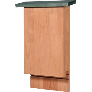 Dobar Fledermauskasten aus Holz mit grünem Dach und Anflugbrett.