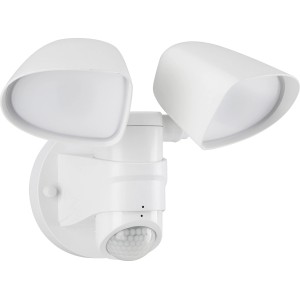 Weiße Telefunken LED-Außenleuchte mit Bewegungsmelder, 2-flammig, 1000 Lumen.